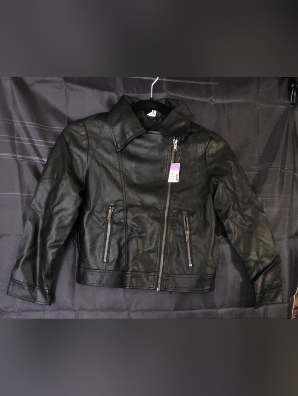 Girls Black Faux Leather Moto Jacket - Evsie